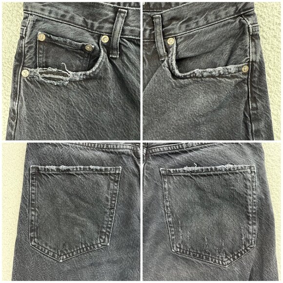AGOLDE Jeans Womens 26 Pants Black Jamie Distressed Frayed Hem High Rise Denim 1 - Picture 7 of 12